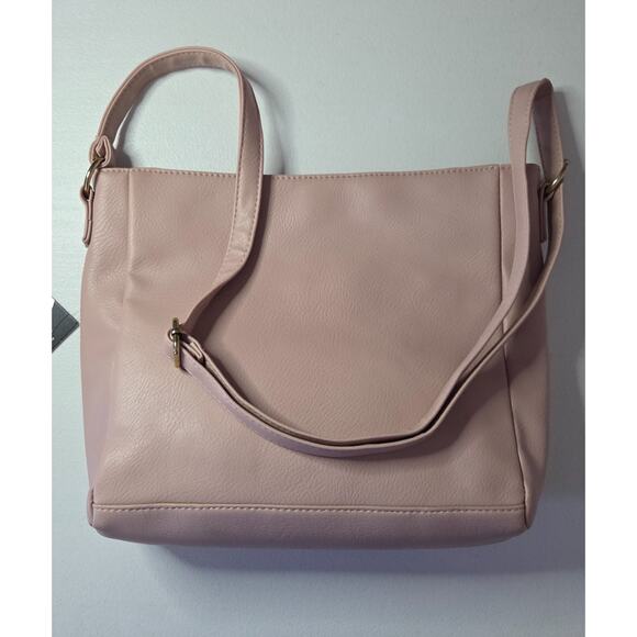 Rampage Pink Quilted Crossbody Bag Faux Leather Gold Zippers NWT/01 - Picture 4 of 4